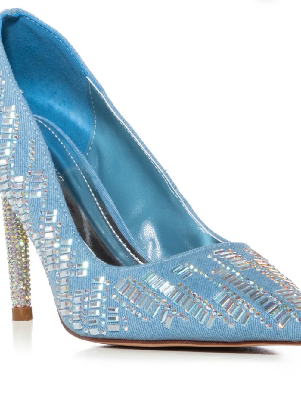 Azalea Wang Gizelle Denim Light Blue Crystal Pumps - Picture 2 of 5